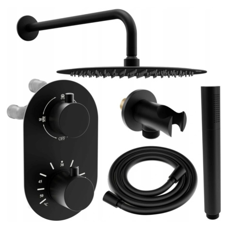 MEXEN/S Kai DR70 zpodomítkový sprchový SET + slim sprcha 25 cm, černý 77602DR7025-70