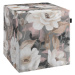 Dekoria Sedák Cube - kostka pevná 40x40x40, krémové a růžové květy na šedém podkladu, 40 x 40 x 