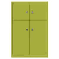 BISLEY LateralFile™ Lodge, se 4 uzamykatelnými boxy, výška 2 x 375 mm, 2 x 755 mm, zelená