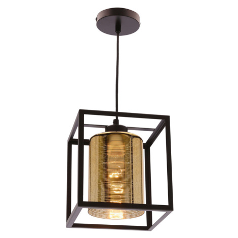 Závěsná lampa LURI 1x40W E27 černá se zlatým stínidlem, moderní stropní svítidlo do obývacího po CANDELLUX