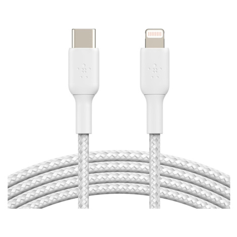 Belkin BOOST Charge Braided USB-C/Lightning odolný kabel, 1m, bílý