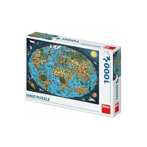 KRESLENÁ MAPA SVĚTA 1000 Puzzle NOVÉ - Hry (532816) Dino