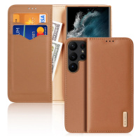 Dux Ducis Hivo pouzdro pro Samsung Galaxy S23 Ultra flip cover wallet stand RFID lock brown