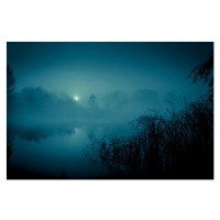 Fotografie Night mystical scenery. Full moon over, stsmhn, 40 × 26.7 cm