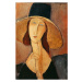 Amedeo Modigliani - Obrazová reprodukce Portrait of Jeanne Hebuterne in a large hat, (26.7 x 40 