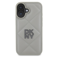 Zadní kryt DKNY PU Leather Quilted Stack Logo pro Apple iPhone 16 Plus, šedá