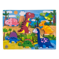 TULIMI Dřevěné zábavné puzzle vkládací, 35x22,5cm  - Dinosauři