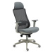 Kancelářská židle, šedý plast, šedá průžná látka a mesh, 4D područky, kolečka pro tvrdé podlahy,
