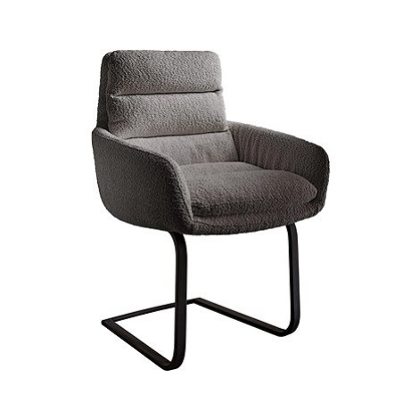 DELIFE Jídelní židle Abelia-Flex s područkou konzolová podnož plochá černá bouclé šedý