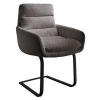 DELIFE Jídelní židle Abelia-Flex s područkou konzolová podnož plochá černá bouclé šedý
