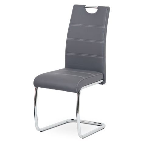 Jídelní židle SUESOR, šedá ekokůže/chrom Autronic