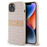 DKNY PU Leather Repeat Pattern Tonal Stripe kryt iPhone 14 růžový