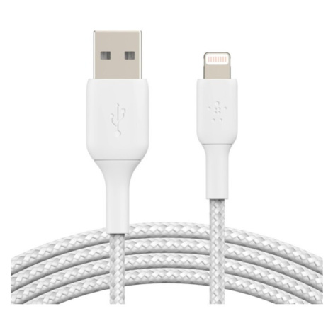 Belkin BOOST Charge Braided Lightning/USB-A odolný kabel, 3m, bílý