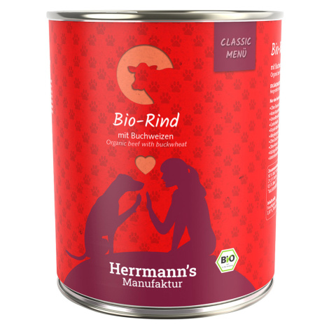 Herrmann's Bio-Menu Classic 24 x 800 g - výhodné balení - bio hovězí s bio pohankou