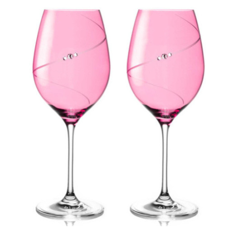 Diamante sklenice na červené víno Silhouette City Pink s krystaly Swarovski 470 ml 2KS