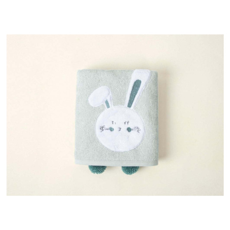Zelená bavlněná dětská osuška 75x50 cm Bunny - Foutastic