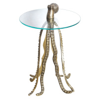 Estila Designový kulatý příruční stolek Polbitta s podstavou ve tvaru chobotnice ve zlaté barvě 