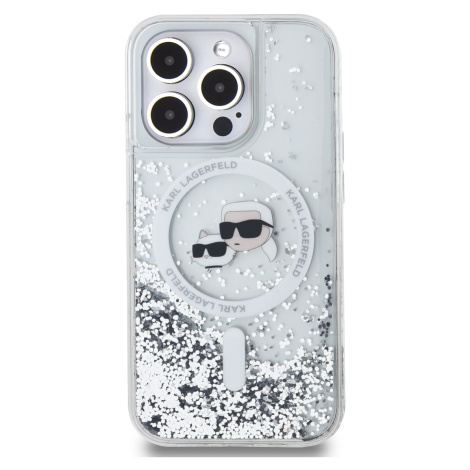 Zadní kryt Karl Lagerfeld Liquid Glitter Karl and Choupette Heads MagSafe pro Apple iPhone 14 Pr