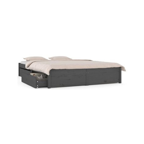 Rám postele se zásuvkami šedý 140 × 200 cm, 3103515 SHUMEE