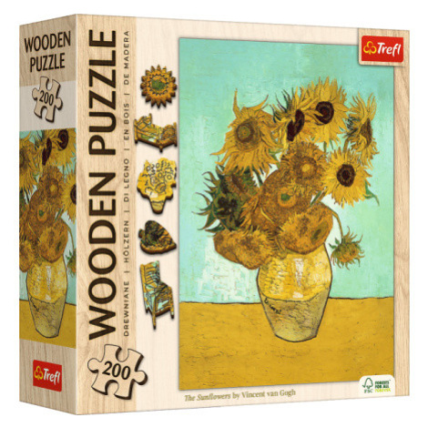 TREFL Dřevěné puzzle Art: Vincent van Gogh - Slunečnice 200 dílků 159201