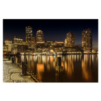 Fotografie BOSTON Fan Pier Park & Skyline at night, Melanie Viola, 40 × 26.7 cm