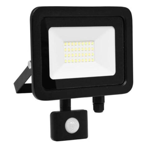 Černý LED reflektor 30W SMD s pohybovým čidlem Donoci