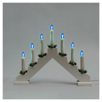 Exihand Adventní svícen 2262-210 dřevěný bílý, 7x34V/0,2W LED Filament modrý