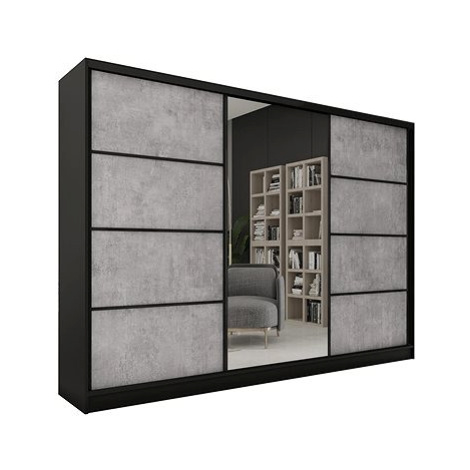 Nejlevnější nábytek Harazia 280 se zrcadlem - černý mat / beton
