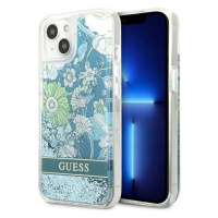 Guess GUHCP13MLFLSN iPhone 13 6,1 zelený/zelený pevný obal Flower Liquid Gli