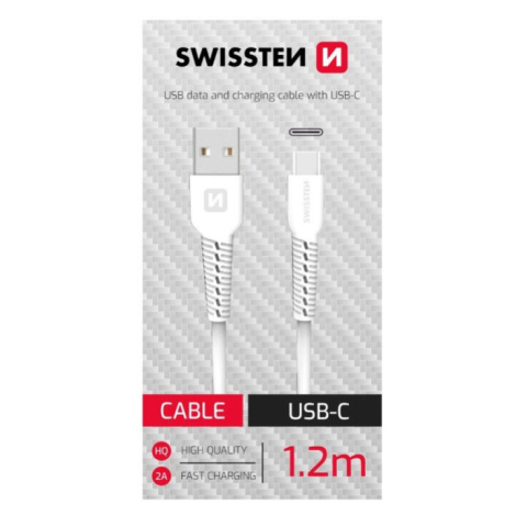 Datový kabel USB / USB-C (bílý, 1,2m) Swissten