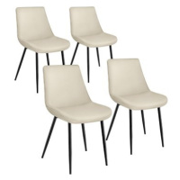 TecTake Sada 4 židlí Monroe v sametovém vzhledu - krémová