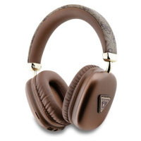 Guess PU Leather 4G Triangle Logo Bluetooth Stereo Headphone hnědé