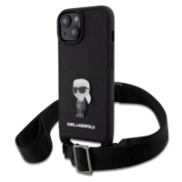 Karl Lagerfeld Saffiano Crossbody Metal Ikonik kryt iPhone 15 černý