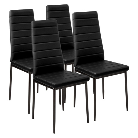 tectake 401843 4 jídelní židle, syntetická kůže - černá - černá