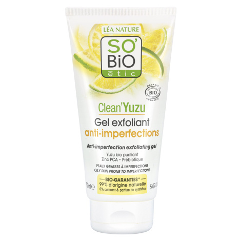 SO’BiO étic Gel pleťový exfoliační, Clean Yuzu BIO 150 ml