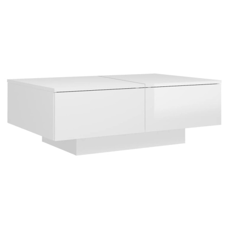 vidaXL Konferenční stolek bílý lesklý 90 x 60 x 31 cm kompozitní dřevo