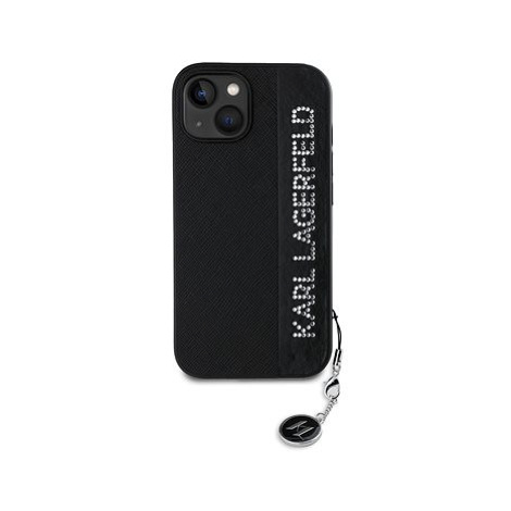 Karl Lagerfeld PU Saffiano Rhinestone Charm Zadní Kryt pro iPhone 15 Black