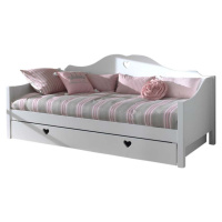 Bílá dětská postel z borovicového dřeva s výsuvným lůžkem s úložným prostorem 90x200 cm AMORI – 