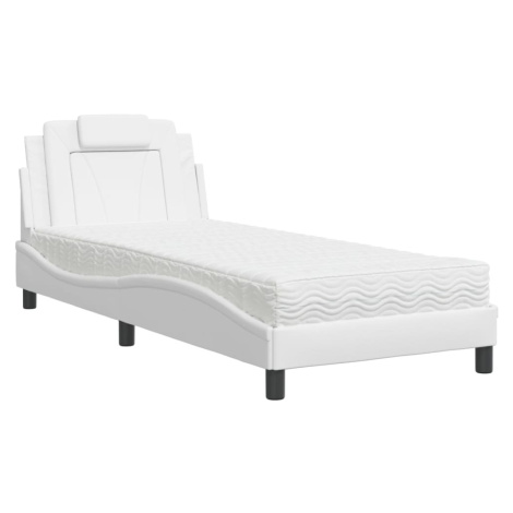 vidaXL Postel Viana s matrací bílá 90 x 190 cm umělá kůže