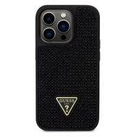 Guess Rhinestones Triangle Metal Logo Kryt pro iPhone 15 Pro Black