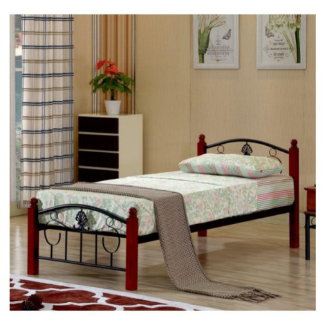 Kovová postel s roštem, 90x200, magenta