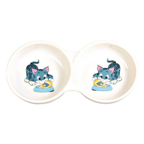 Trixie keramická miska na krmivo pro kočky dvojitá bílá (TRX4014)