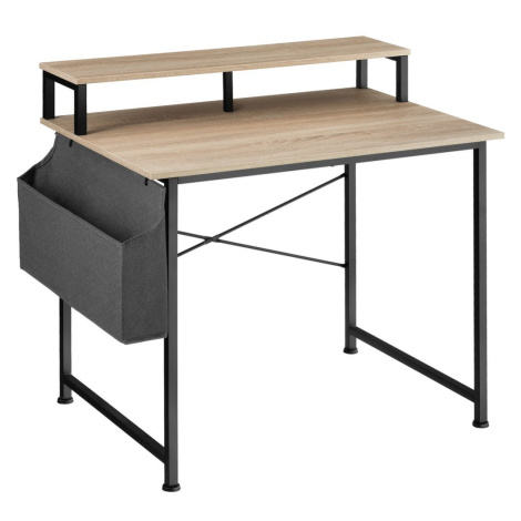 tectake 404664 psací stůl s policí a látkovým úložným boxem - Industrial světlé dřevo, dub Sonom