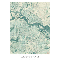 Mapa Amsterdam, Hubert Roguski, (30 x 40 cm)