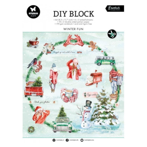 DIY Blok s výseky Winter Fun, A4, 32 l. - Zimní radovánky Aladine