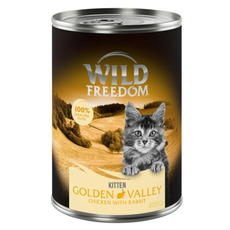 Wild Freedom konzervy, 24 x 400 g za skvělou cenu! - Kitten Golden Valley - králík a kuřecí