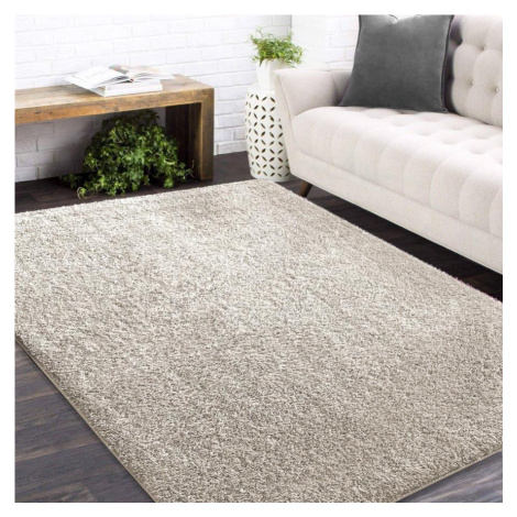Shaggy koberec v barvě ecru