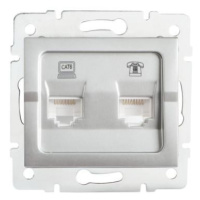 Kanlux 25231 LOGI Zásuvka datová-telefonní RJ45Cat 6 + RJ11 - stříbrná