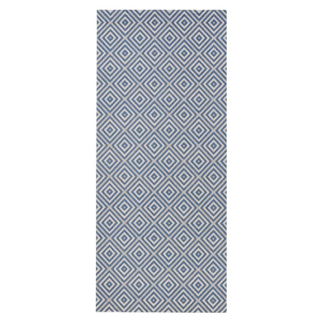 Modrý venkovní koberec NORTHRUGS Karo, 80 x 200 cm