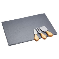 Sada nožů na sýr a břidlicového prkénka Kitchen Craft, 35 x 25 cm